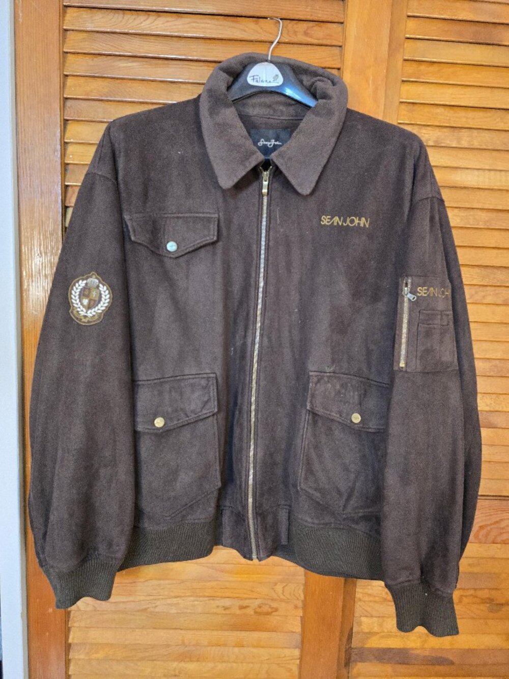 Sean John 6XL Bomber Jacket Men's Brown Fleece Lined Big & Tall
